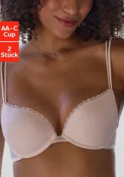 petite fleur Push-up-BH Packung, aus süssem Herzchen-Mesh mit edlen Spaghettiträgern, sexy Dessous