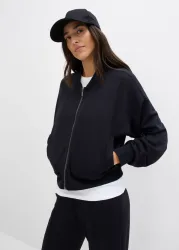 bonprix Blouson ohne Kapuze aus Sweatware mit Stehkragen und Eingriffstaschen