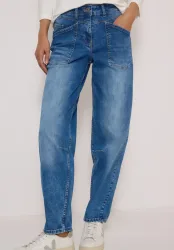 High Waist Barrel Leg Jeans im Loose Fit