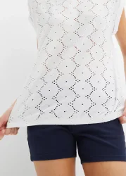 bonprix Shirtbluse bequeme Passform, mit Lochstickerei, elastisches Material
