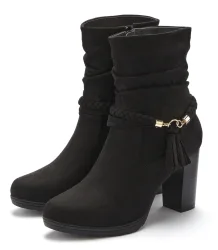 LASCANA Stiefelette Stiefel, Boots mit Blockabsatz und Schmuckelement VEGAN