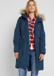 bonprix Parka mit Kapuze Regular Fit, mit Kapuze mit Fellimitat, mit Stehkragen