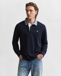 Gant - Poloshirt, langarm, für Herren, Nachtblau, Größe XL