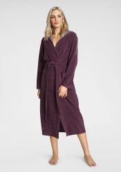 KangaROOS Damenbademantel »Dalia«, (1 St.), aussen Uni-Farben und innen mit Streifen, Bademantel mit Kapuze