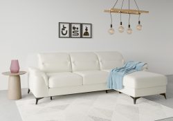 sit&more Ecksofa »Sinatra«, mit Recamiere, optional mit Kopfteilverstellung und Armteilfunktion oder mit Kopfteilverstellung, Armteilfunktion, Bettfunktion und Bettkasten, mattschwarze Metallfüsse