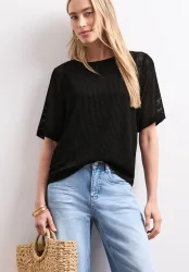 STREET ONE 2-in-1-Shirt Sommershirt aus Mesh mit U-Boot-Ausschnitt