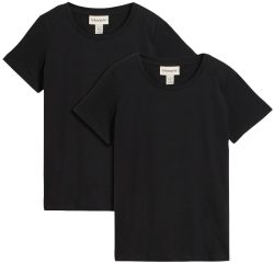 bonprix T-Shirt Packung, 2 Stk. lockere Passform, Kurzarm, Rundhalsausschnitt, aus Baumwolle