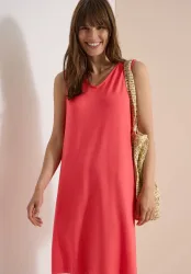 Knielanges Jerseykleid mit V