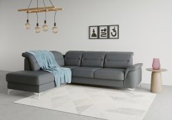 sit&more Ecksofa »Sinatra«, mit Ottomane, optional mit Kopfteilverstellung und Armteilfunktion oder Kopfteilverstellung, Armteilfunktion, Bettfunktion und Stauraum, chromfarbene Metallfüsse