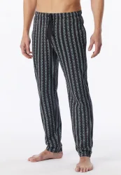 Schiesser Hose Anthrazit/Blau gemustert - Mix+Relax für Herren, Größe 3XL, 100 % Baumwolle