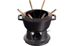 staub - Fondue Set schwarz m. 2 Griffen, 20cm
