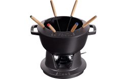 staub - Fondue Set schwarz m. 2 Griffen, 20cm