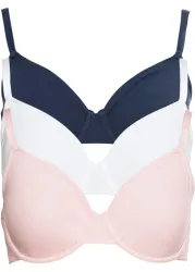 bonprix Unwattierter T-Shirt-BH (3er Pack)blau 80Damen