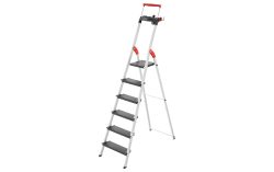 Hailo, Hailo L100 TOPLINE 8050-607 Aluminium Stufen-Stehleiter inkl. Werkzeugablage Arbeitshöhe (max.): 3.28 m Silber, Schwarz,