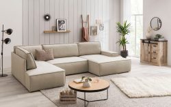 Home affaire Wohnlandschaft »SHERWOOD«, mit Bett-Funktion (Liegefläche 194x139 cm), mit 4 losen Rückenkissen