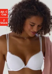 petite fleur Push-up-BH Packung, aus süssem Herzchen-Mesh mit edlen Spaghettiträgern, sexy Dessous