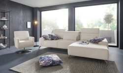 sit&more Ecksofa, Fusshöhe 12 cm, inklusive Sitztiefenverstellung und Kopfteilverstellung, wahlweise in 2 unterschiedlichen Fussfarben