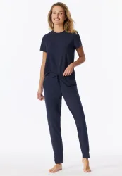 Schiesser Hose mit Bündchen Dunkelblau - Mix+Relax für Damen, Größe 4XL, 95 % Baumwolle, 5 % Elasthan