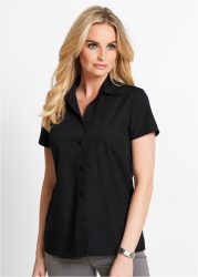 bonprix Kurzarmbluse Regular Fit, eleganter Stil, Hemdblusenkragen