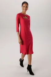 Aniston SELECTED Shirtkleid grosszügiger Cut-Out am Rundhalsausschnitt - NEUE KOLLEKTION