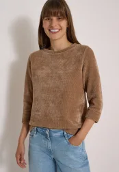 3/4-Arm Shirt aus Cord mit Boat Neck