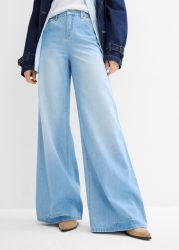 bonprix Weite Jeans weite Passform, 5-Pocket-Design, elastischer Bequembund, hohe Bundhöhe