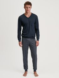 Calida - Pyjama-Set, langarm, für Herren, Saphirblau, Größe M