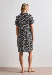 Knielanges Kleid mit Kurzarm und Print