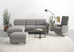 sit&more Ecksofa »Grenoble«, inklusive Federkern, wahlweise mit Bettfunktion, Bettkasten, Armteilverstellung und Kopfteilverstellung