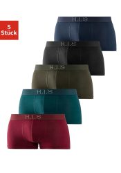 H.I.S Hipster Packung, 5 Stk. knapp sitzende Boxershorts am Webbund mit Logoschriftzug mit 3D Effekt