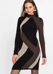 bonprix Strickkleid aus Polyacryl, eng anliegende Passform, mit Jacquard-Muster