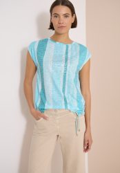 Cecil Kurzarmshirt Sommershirt in Ausbrenner-Optik/Streifen-Muster
