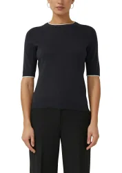s.Oliver BLACK LABEL Rundhalspullover mit Rippbündchen