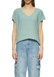 QS T-Shirt mit Spitze am Ausschnitt