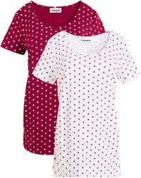 bonprix Umstandsshirt Packung, 2 Stk. figurbetonte Passform, seitliche Raffungen, gepunktetes Design
