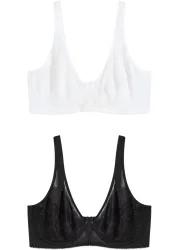 bonprix Minimizer-BH Packung, 2 mit Bügel, mit Spitze und transparenten Details