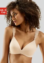 LASCANA Push-up-BH ohne Bügel, mit Spitzenträgern, bequemer BH, T-Shirt-BH, Racerback BH