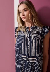 Knielanges Kleid mit Rundhals und Print