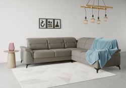 sit&more Ecksofa »Sinatra«, optinal mit Kopfteilverstellung und Armteilfunktion oder mit Kopfteilverstellung, Armteilfunktion, Bettfunktion und Schubkasten, langer Schenkel links oder rechts bestellbar, mattschwarze Metallfüsse
