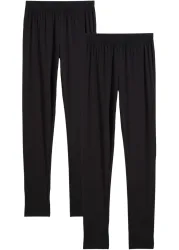bonprix Leggings aus elastischem Bio-Baumwoll-Mix (2er Pack)schwarz 176Mädchen