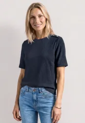 STREET ONE Kurzarmshirt Kurzarm Sommershirt mit Knopfdetails