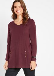 bonprix Longshirt A-Linie, mit dekorativen Knöpfen, aus Baumwolle, Casual Stil