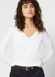 bonprix Langarmshirt schmal geschnittene Passform, V-Ausschnitt