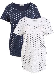bonprix Umstandsshirt Packung, 2 tlg. figurbetonte Passform, seitliche Raffungen, gepunktetes Design