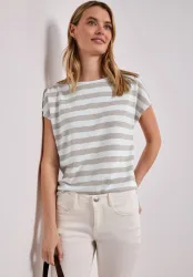 Dropped Shoulder Shirt mit Streifen und Glitzer