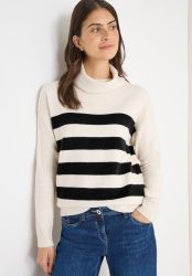 Cecil Rollkragenpullover mit Colorblocking-Streifen und grossem Kragen