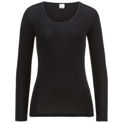 ISA bodywear - Shirt langarm, Rundhals, für Damen, Schwarz, Größe M
