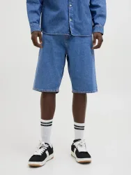 Jack & Jones Iron Extra Baggy Fit Jeans Bermudashorts - Blue Medium M Herren