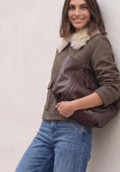 Overshirt mit Woll-Anteil und Fake-Fur-Kragen