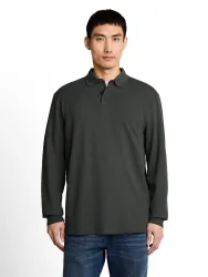 TOM TAILOR Langarm-Poloshirt mit Polokragen und Knopfleiste